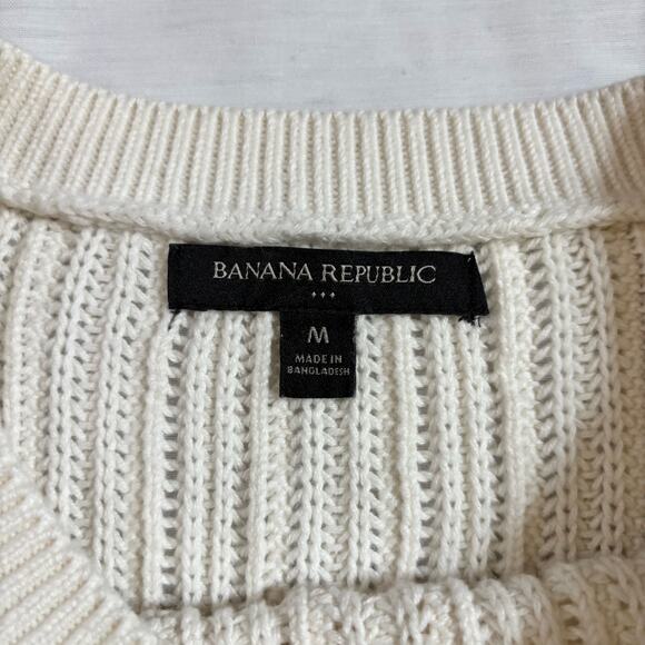 Banana Republic Over Sized Open-Stitch Sweater Off White Cream Size Medium - Picture 8 of 15